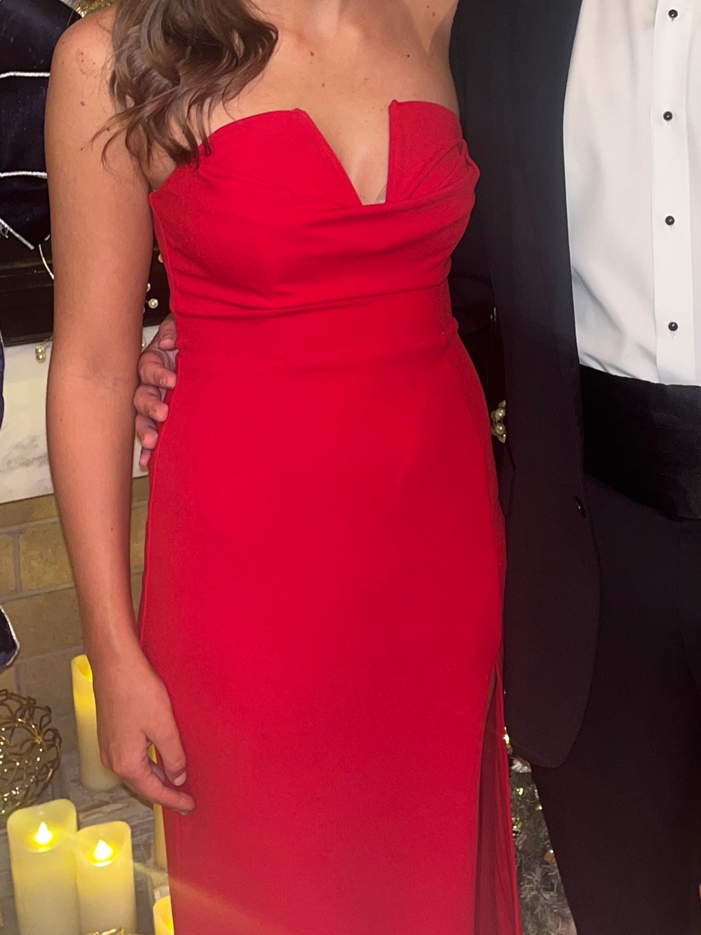 Lulu’s Red Strapless Evening Gown